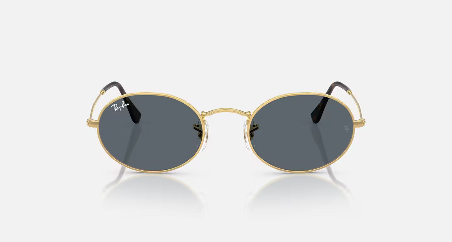 Ray-Ban Oval Flat Lenses Sunglasses - Polished Arista Gold/Blue