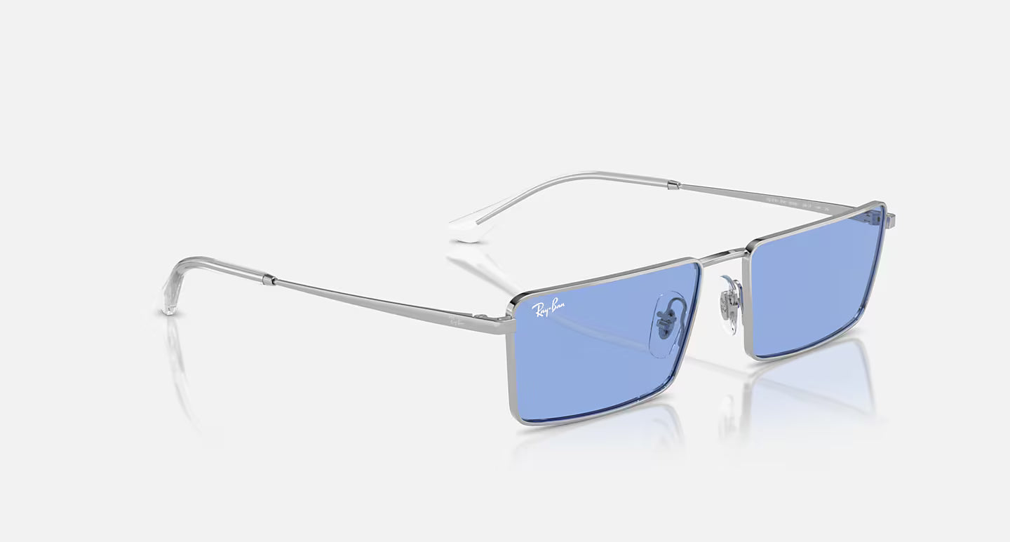 Ray-Ban Emy Bio-Based Sunglasses - Polished Silver/Blue