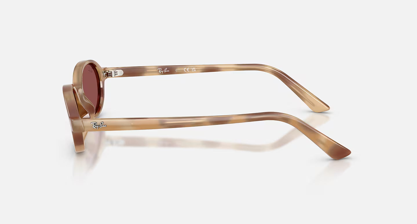 Ray-Ban Khal Bio-Based Sunglasses - Polished Cream Havana/Dark Violet