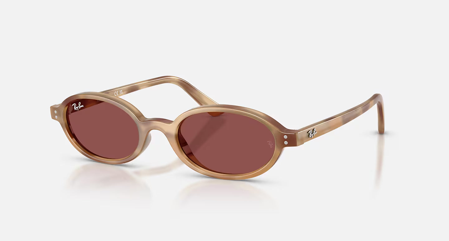 Ray-Ban Khal Bio-Based Sunglasses - Polished Cream Havana/Dark Violet