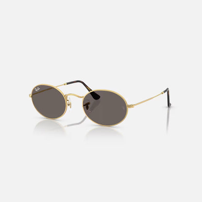 Ray-Ban Oval Flat Lenses Sunglasses - Polished Arista Gold/Dark Grey