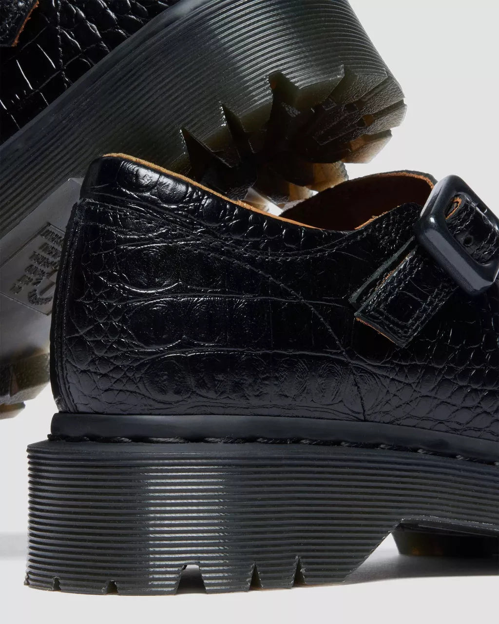 Dr. Martens Rejena Mary Jane Croc Embossed Leather Shoes - Black