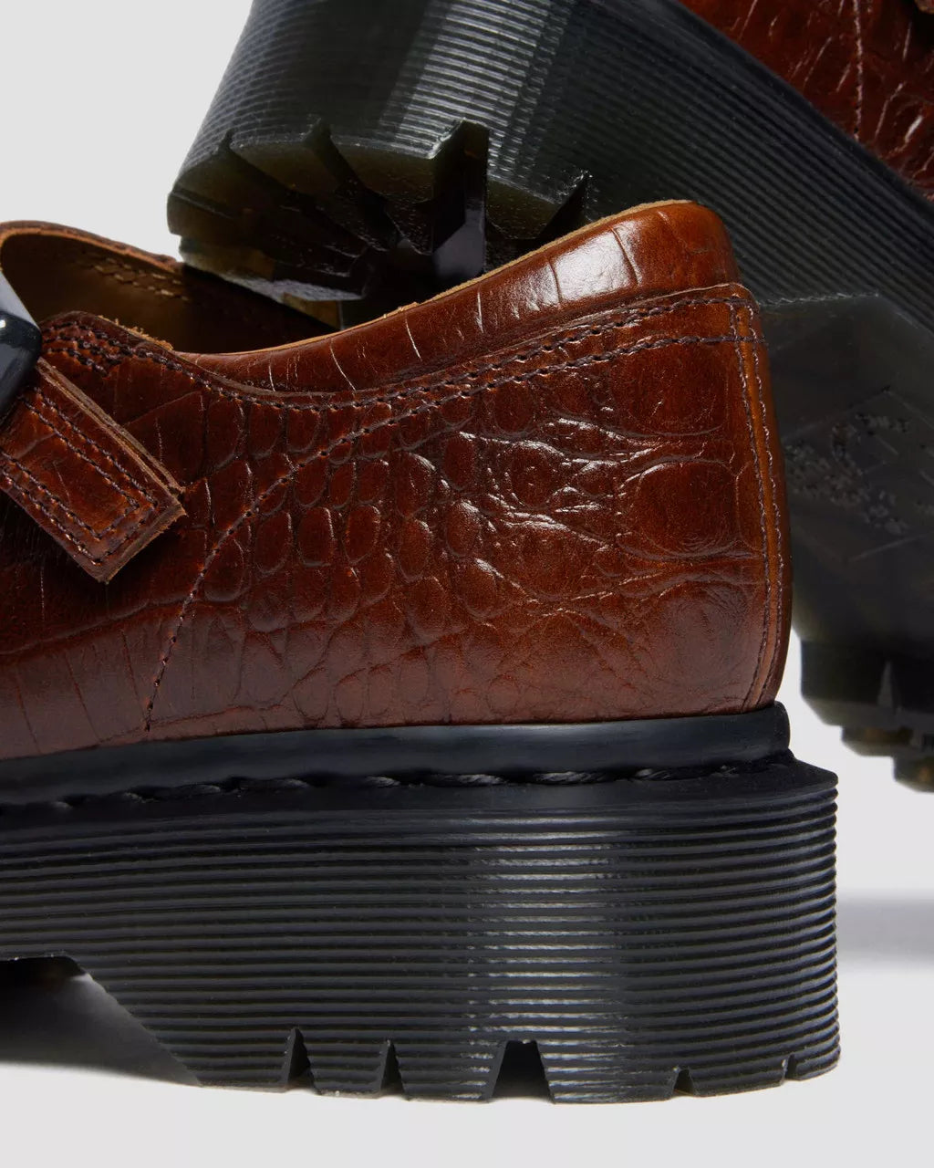 Dr. Martens Rejena Mary Jane Croc Embossed Leather Shoes - Mocha Brown