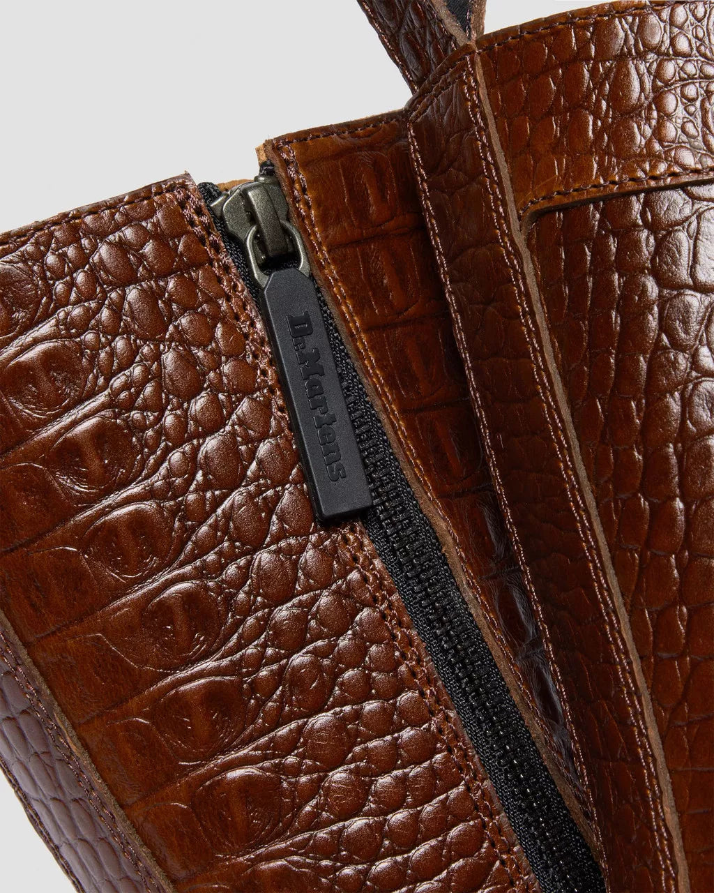 Dr. Martens Rejena Hair On Croc Embossed Leather Boots - Mocha Brown