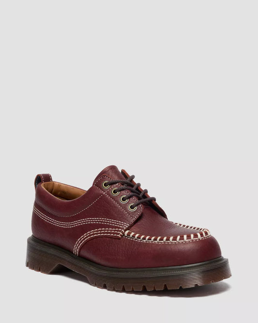 Dr. Martens Lowell Red Wild Grain Leather Moc Toe Shoes