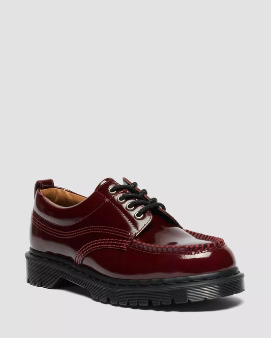 Dr. Martens Lowell Cherry Red Lacquered Moc Toe Shoe