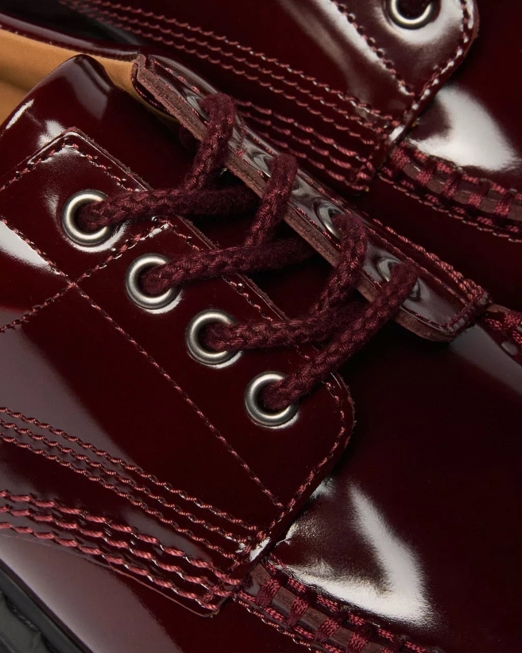 Dr. Martens Lowell Cherry Red Lacquered Moc Toe Shoe