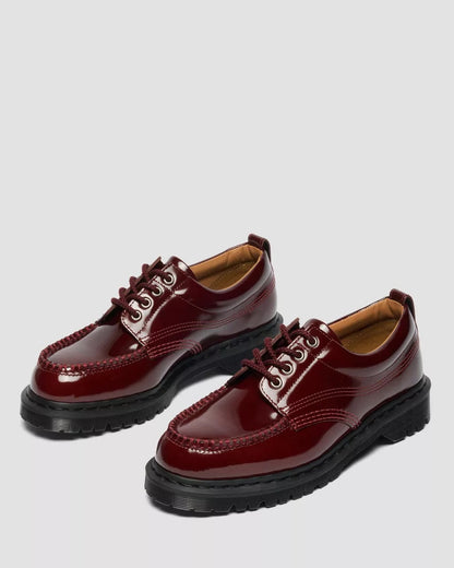 Dr. Martens Lowell Cherry Red Lacquered Moc Toe Shoe