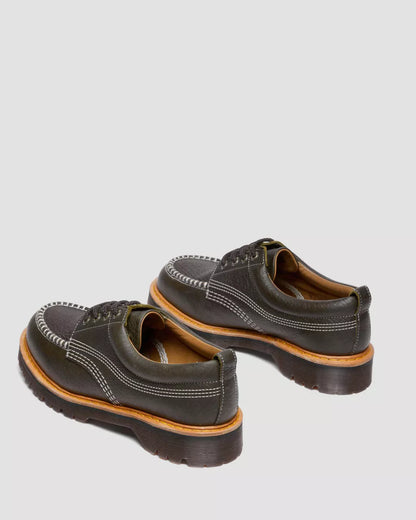 Dr. Martens Lowell Wild Grain Leather Moc Toe Shoes - DMS Olive
