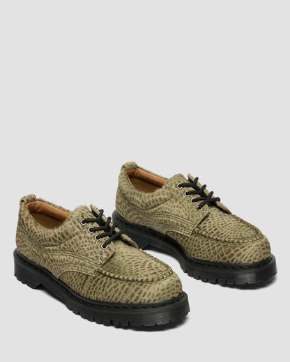 Dr. Martens Lowell Hair On Leather Moc Toe in Olive Green