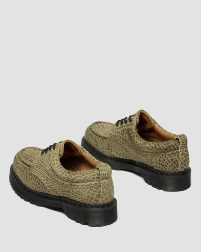 Dr. Martens Lowell Hair On Leather Moc Toe in Olive Green