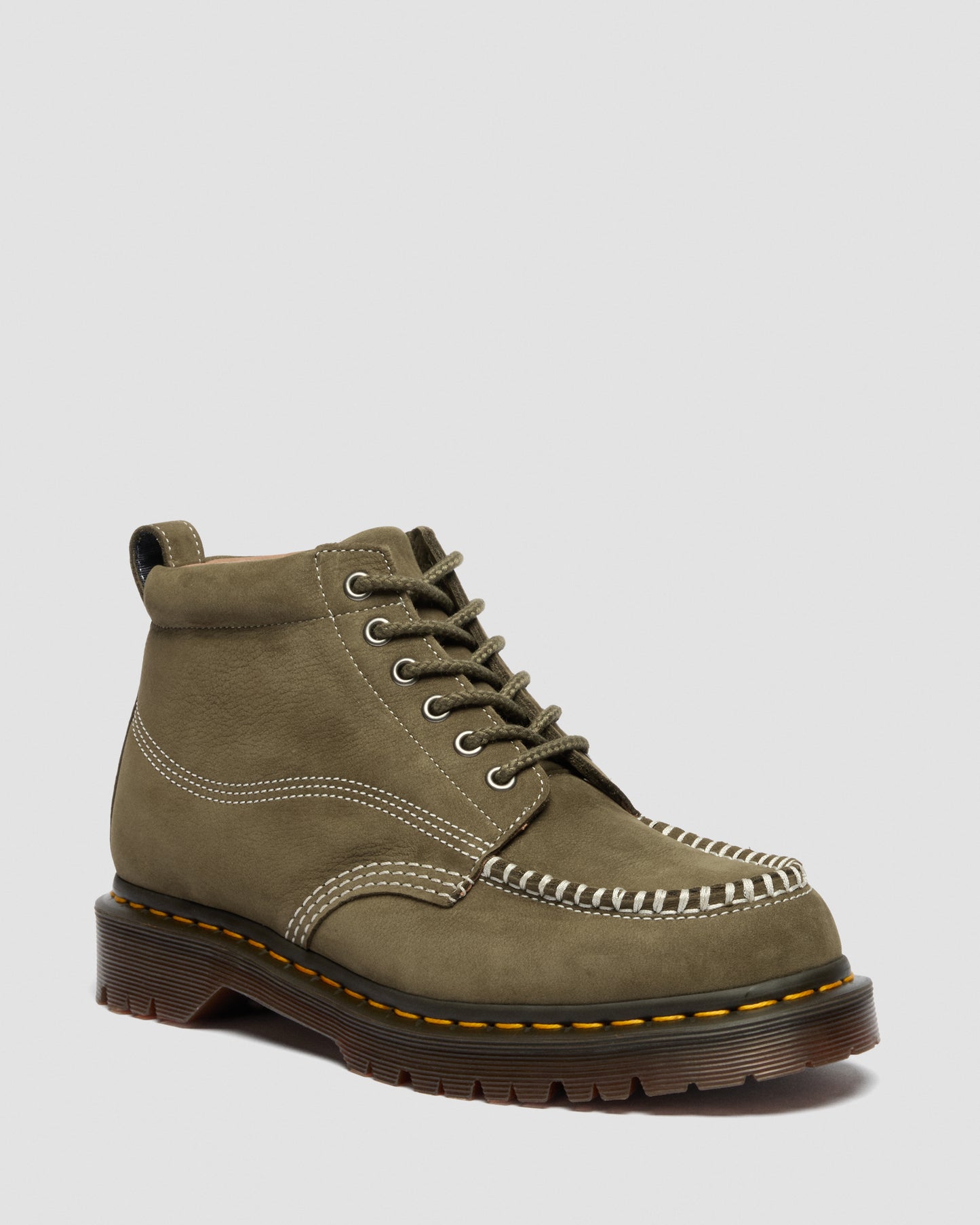 Dr. Martens Lowell Chukka Nubuck Moc Toe Ankle Boots in Olive Green