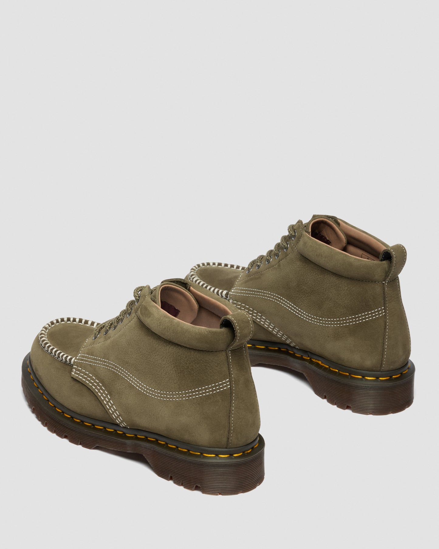 Dr. Martens Lowell Chukka Nubuck Moc Toe Ankle Boots in Olive Green