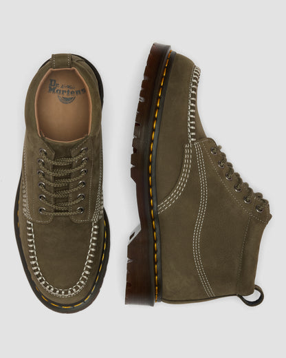 Dr. Martens Lowell Chukka Nubuck Moc Toe Ankle Boots in Olive Green