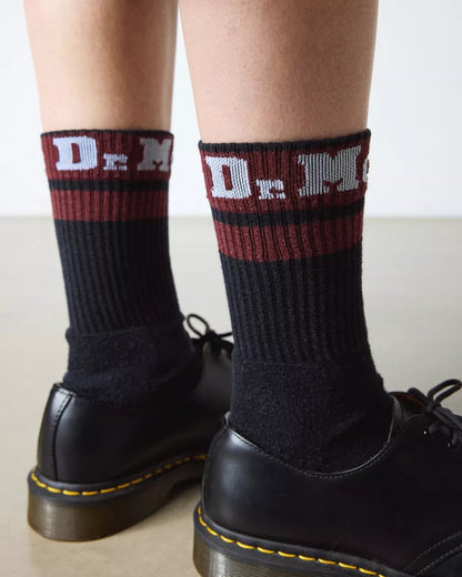 Dr. Martens Athletic Logo Organic Cotton Blend Socks Black & Cherry Red