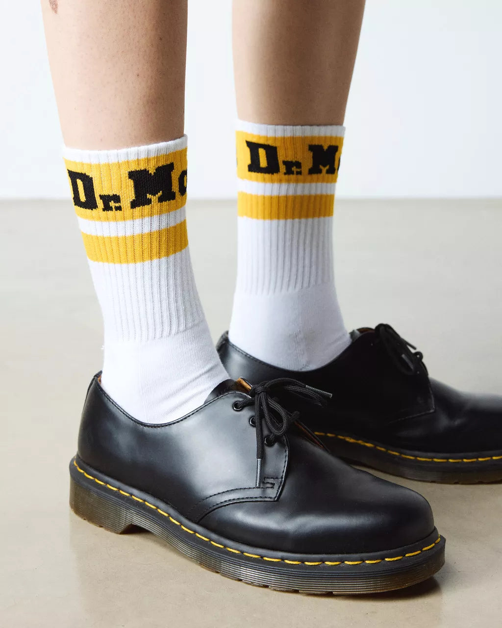 Dr. Martens Athletic Logo Organic Cotton Blend Socks White & Yellow