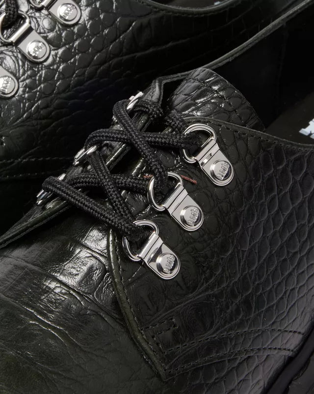 Dr. Martens 1461 Bex Steel Toe Leather Shoes - Green Croc Embossed Analine