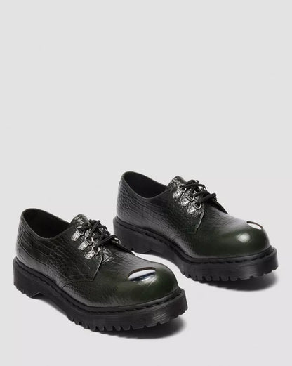 Dr. Martens 1461 Bex Steel Toe Leather Shoes - Green Croc Embossed Analine
