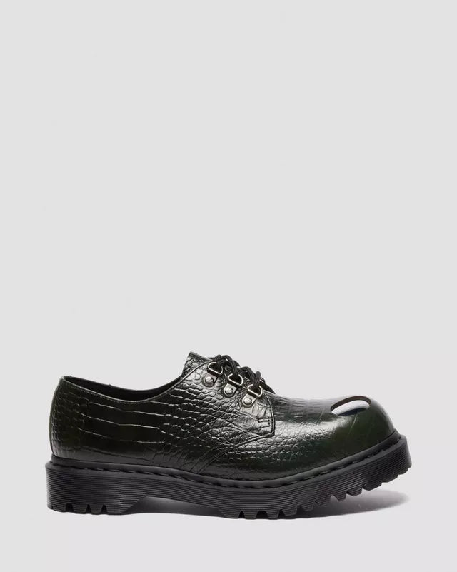 Dr. Martens 1461 Bex Steel Toe Leather Shoes - Green Croc Embossed Analine