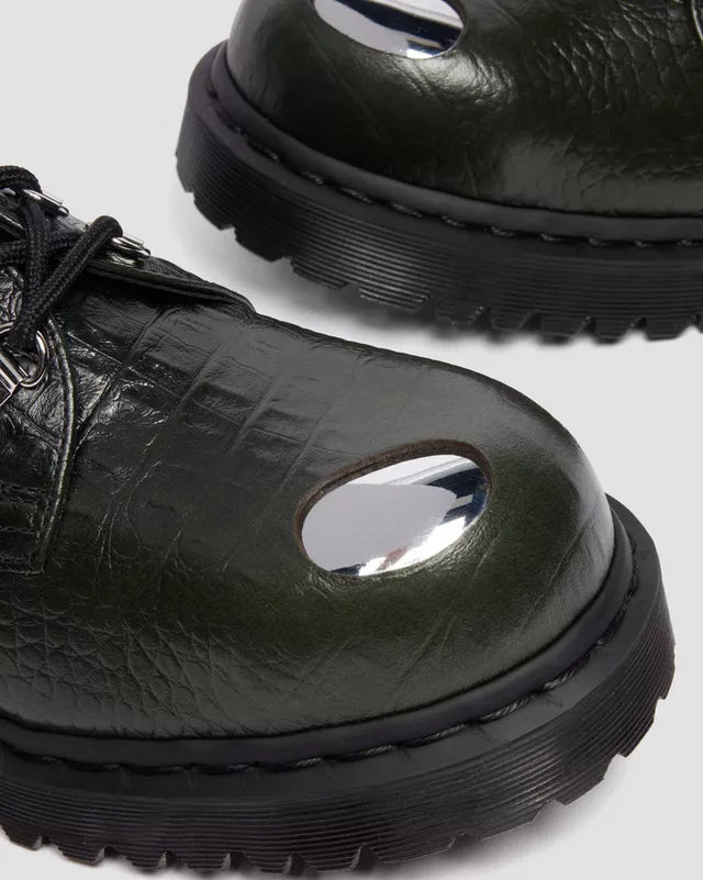 Dr. Martens 1461 Bex Steel Toe Leather Shoes - Green Croc Embossed Analine