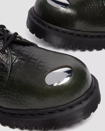 Dr. Martens 1461 Bex Steel Toe Leather Shoes - Green Croc Embossed Analine