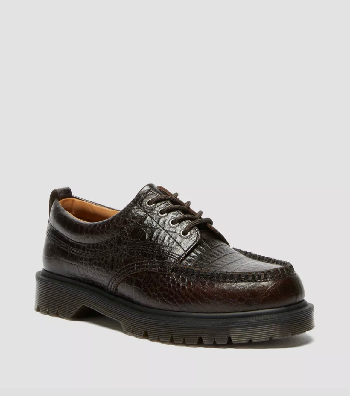 Dr. Martens Analine Leather Crocodile Embossed Moc Toe Shoe