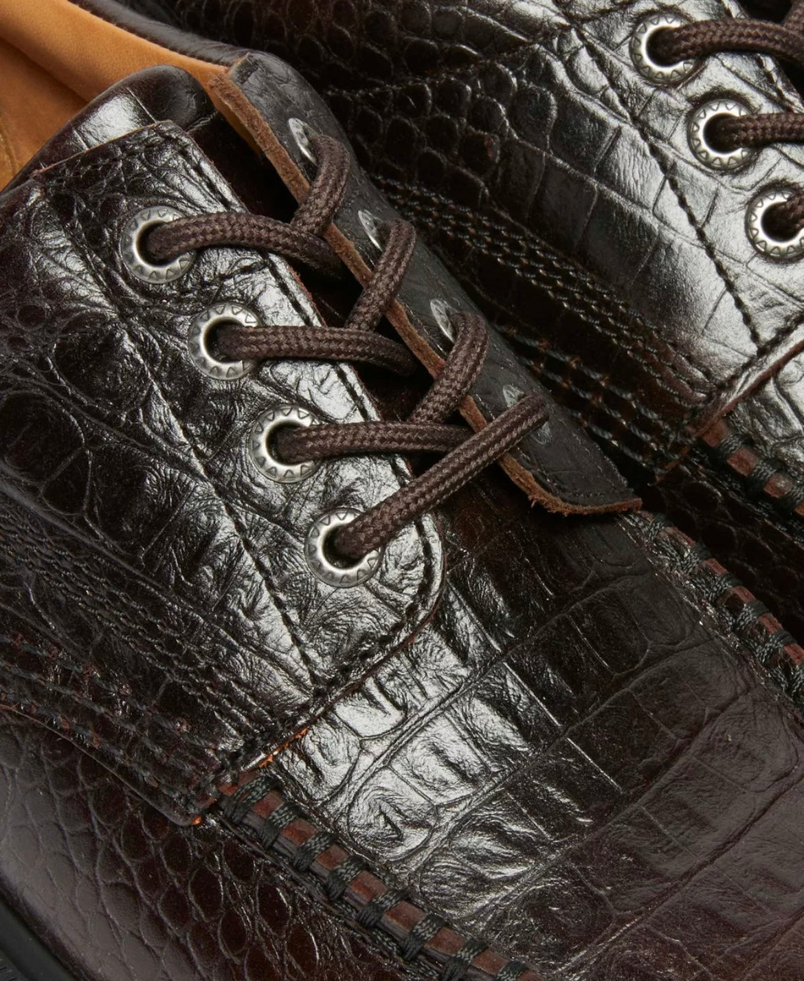 Dr. Martens Analine Leather Crocodile Embossed Moc Toe Shoe