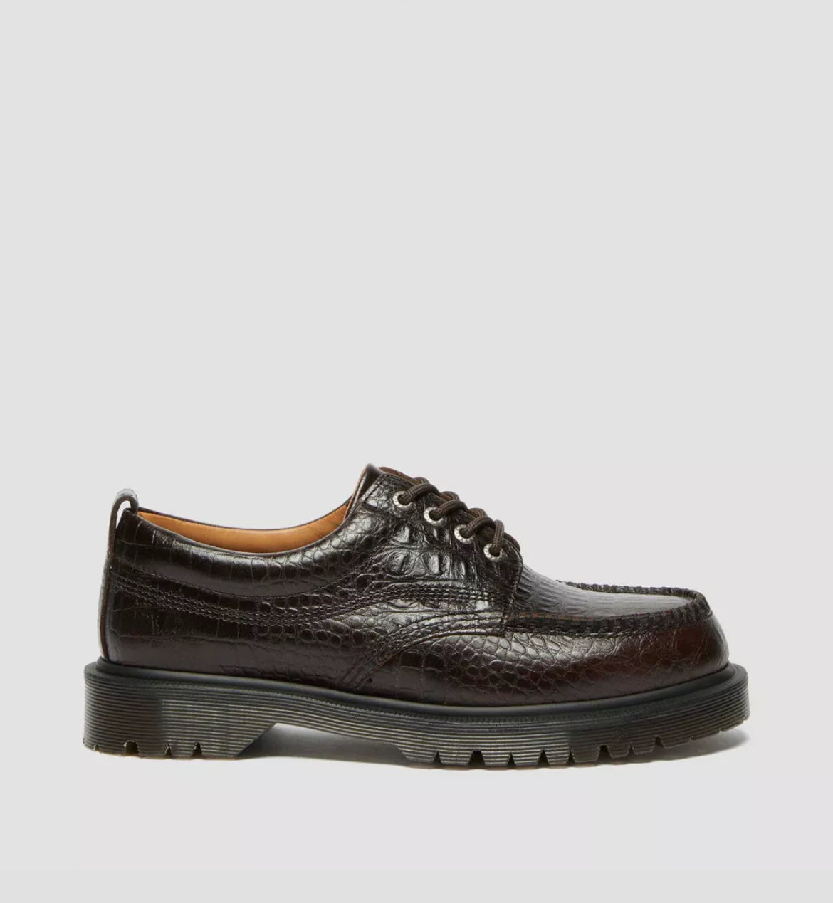 Dr. Martens Analine Leather Crocodile Embossed Moc Toe Shoe