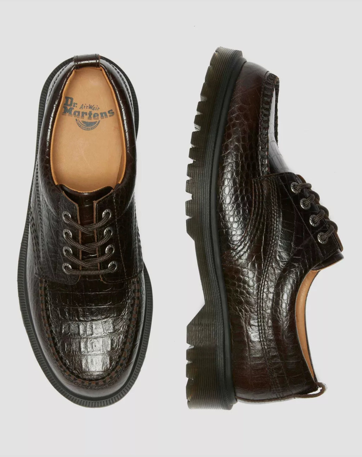 Dr. Martens Analine Leather Crocodile Embossed Moc Toe Shoe