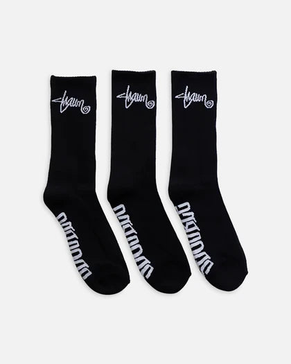 S Double Black Socks 3 Pack