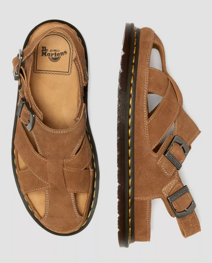 Dr. Martens Archive Fisherman Suede Sandals Natural Tan