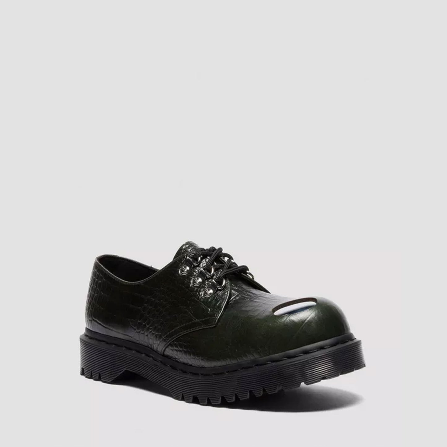 Dr. Martens 1461 Bex Steel Toe Leather Shoes - Green Croc Embossed Analine