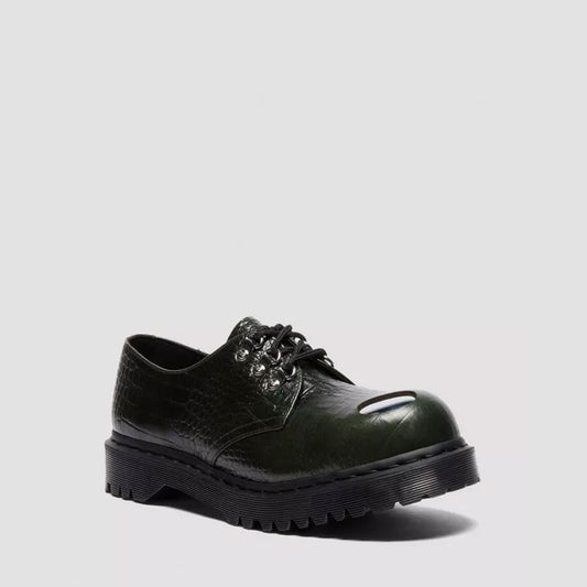 Dr. Martens 1461 Bex Steel Toe Leather Shoes - Green Croc Embossed Analine