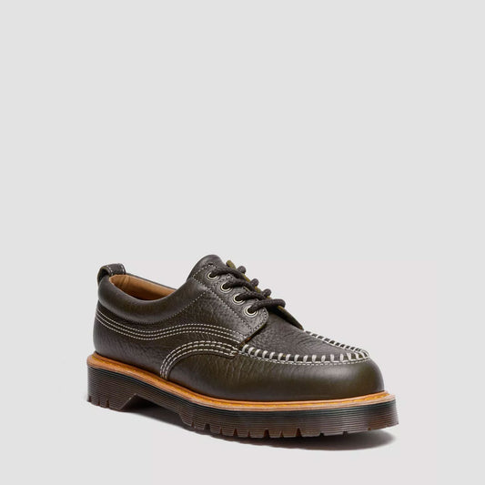 Dr. Martens Lowell Wild Grain Leather Moc Toe Shoes - DMS Olive