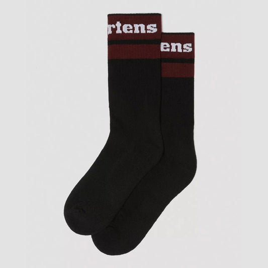 Dr. Martens Athletic Logo Organic Cotton Blend Socks Black & Cherry Red