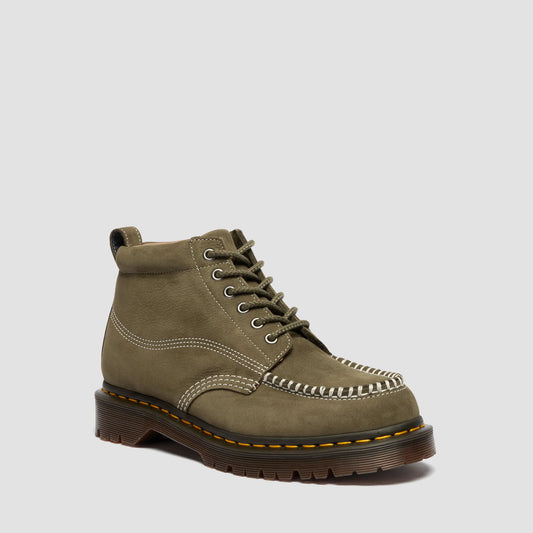 Dr. Martens Lowell Chukka Nubuck Moc Toe Ankle Boots in Olive Green