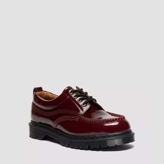 Dr. Martens Lowell Cherry Red Lacquered Moc Toe Shoe