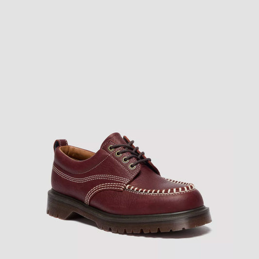 Dr. Martens Lowell Red Wild Grain Leather Moc Toe Shoes