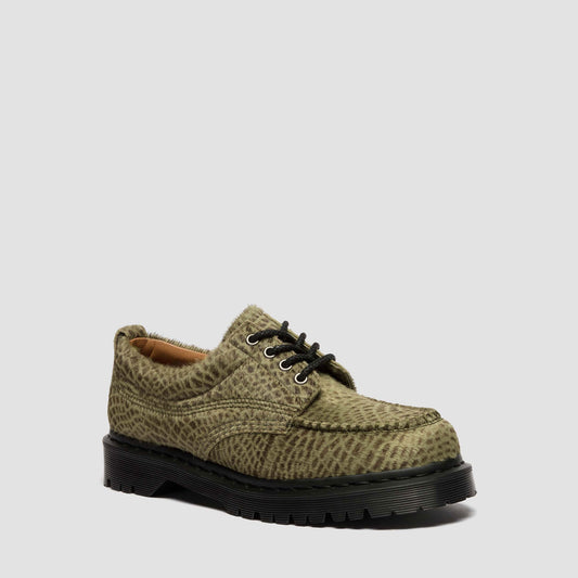 Dr. Martens Lowell Hair On Leather Moc Toe in Olive Green