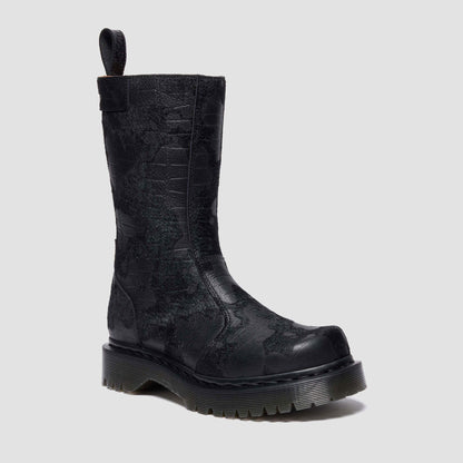 Dr. Martens Rejena Hair On Croc Embossed Leather Boots - Black