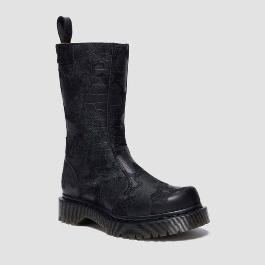 Dr. Martens Rejena Hair On Croc Embossed Leather Boots - Black